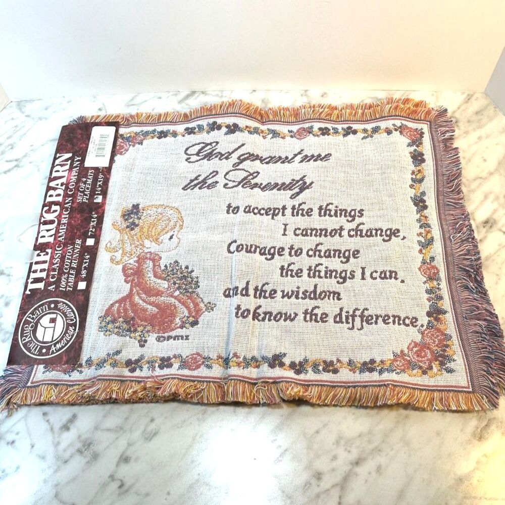 Vintage Serenity Prayer Place Mats Set of 4 New Cottagecore Grannycore 1980s